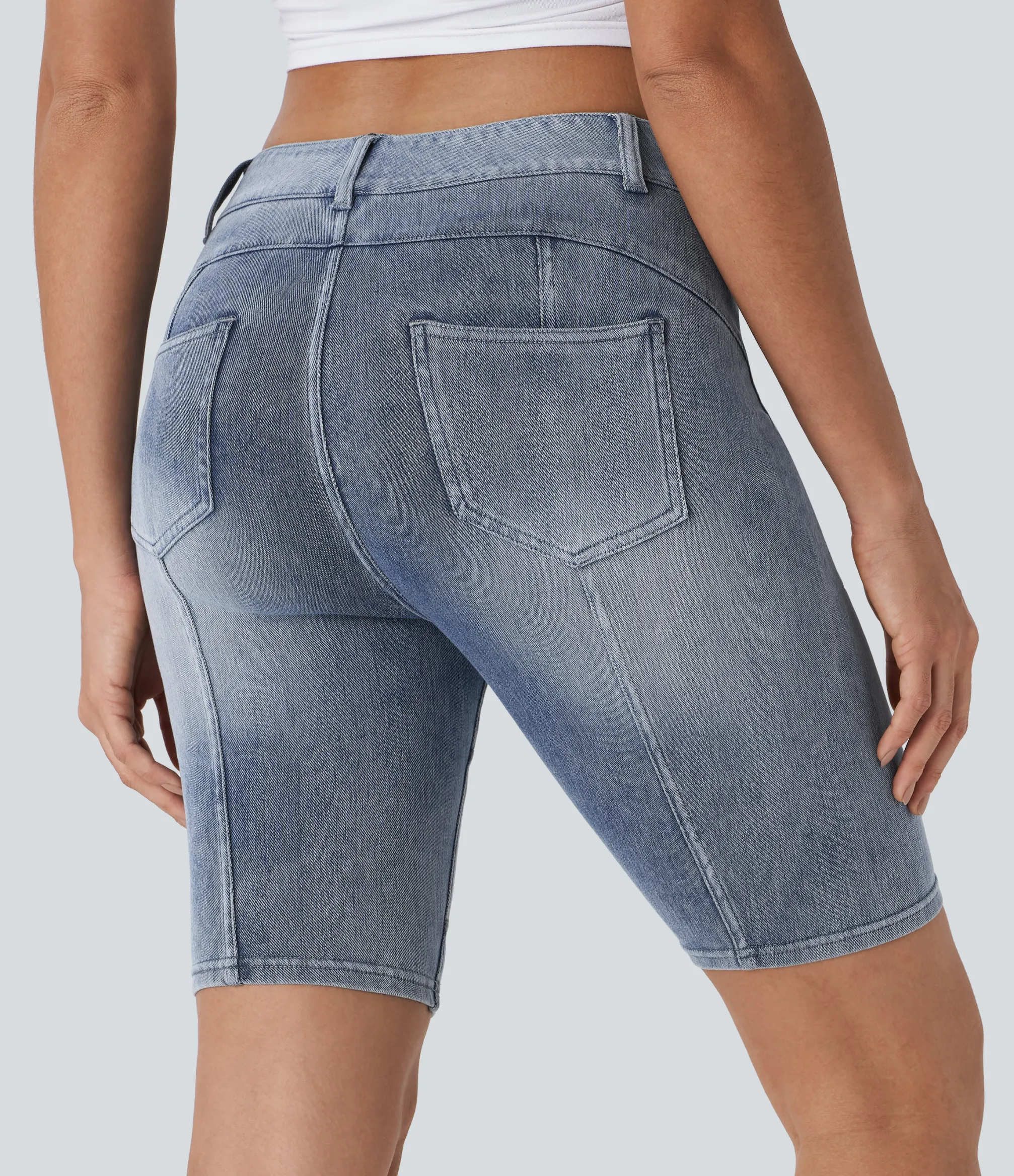 Denim Shorts|Denim Shorts<HALARA Flex™ Mid Rise Pocket Skinny Denim Casual Shorts 9''