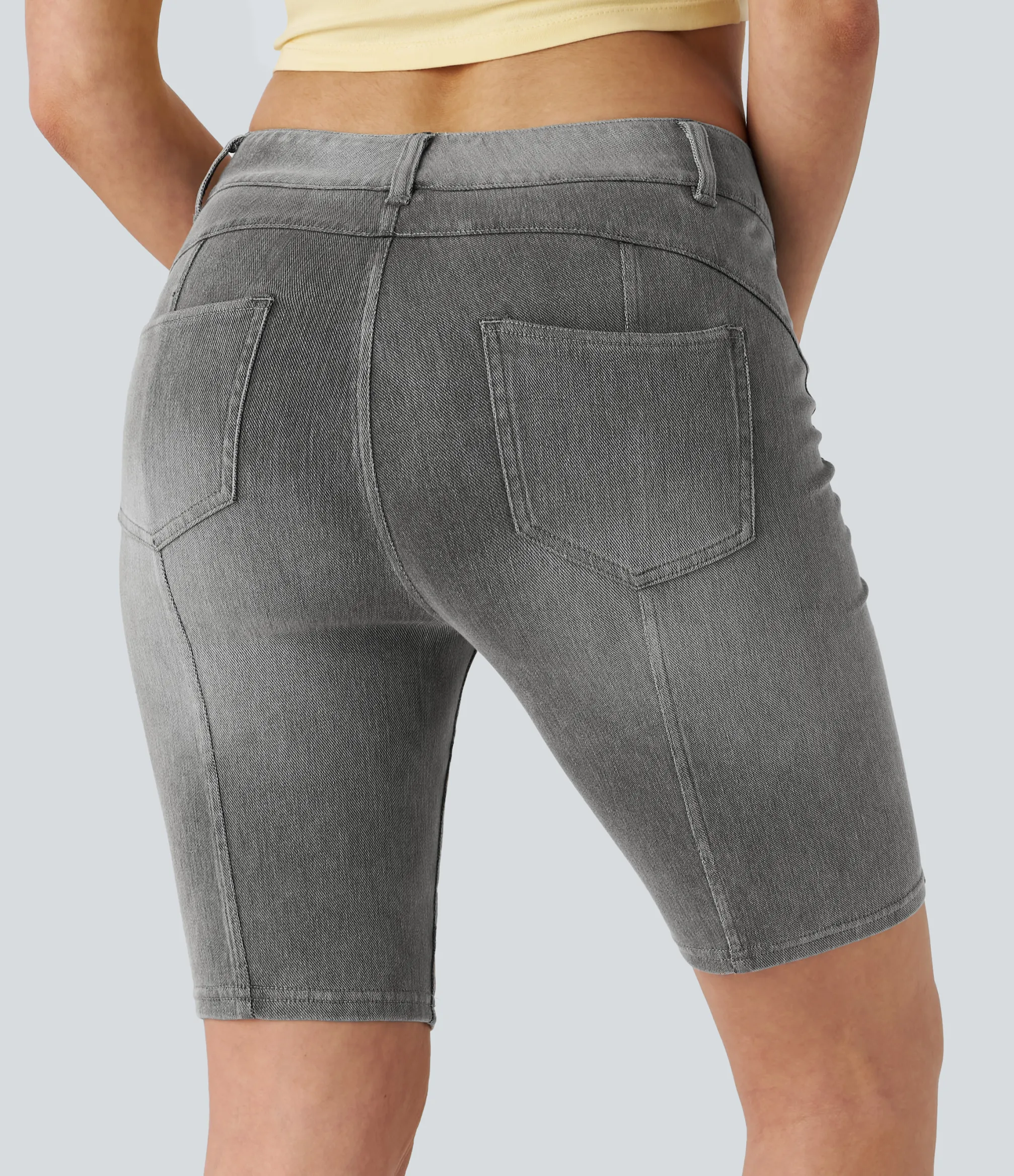 Denim Shorts|Denim Shorts<HALARA Flex™ Mid Rise Pocket Skinny Denim Casual Shorts 9''