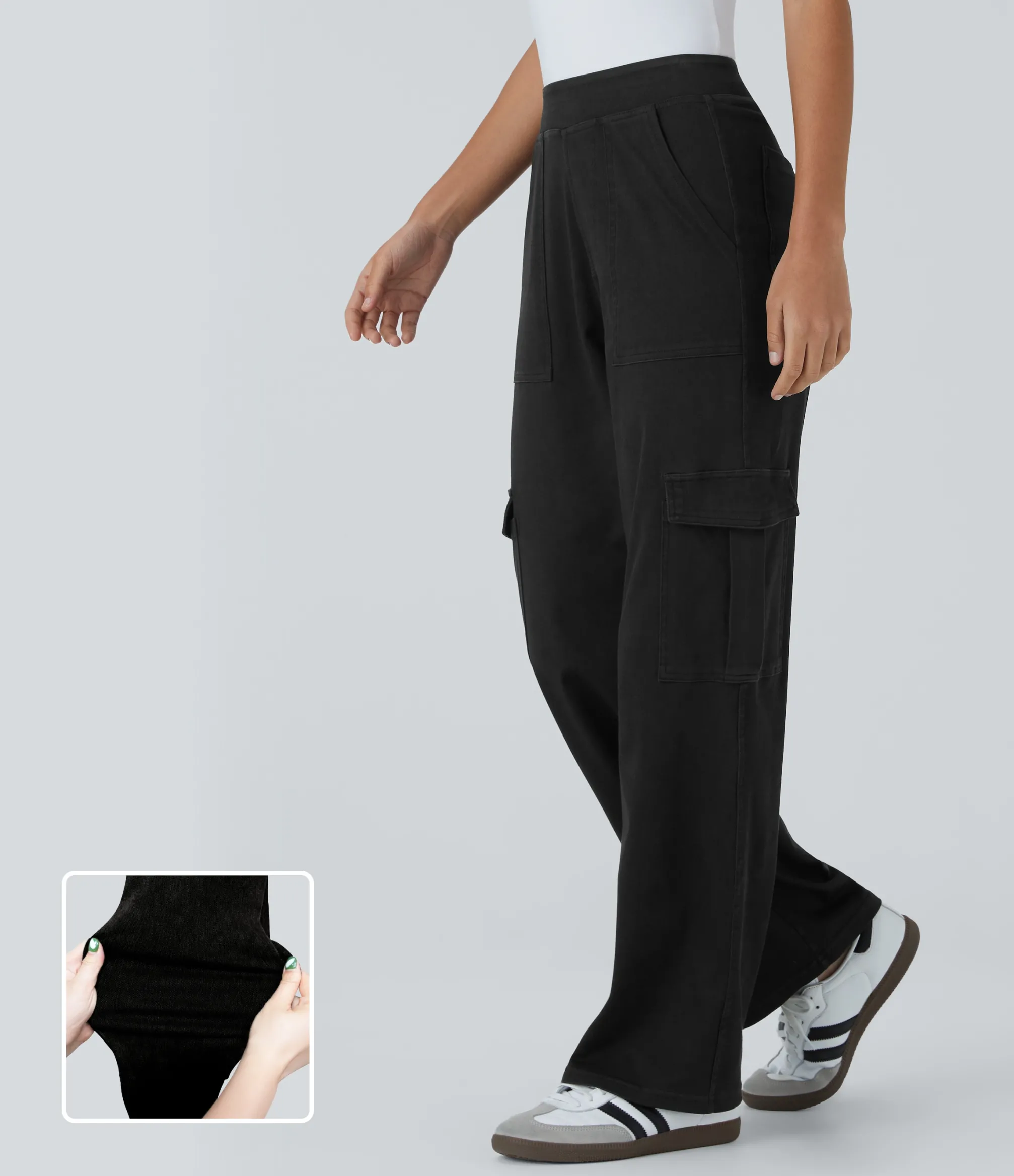 Straight-Leg Jeans|Jeans<HALARA Flex™ Mid Rise Pockets Straight Leg Casual Cargo Jeans