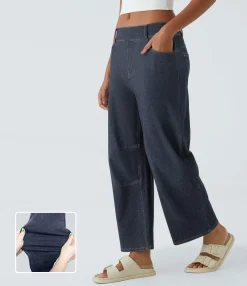 Jeans<HALARA Flex™ Mid Rise Pockets Barrel Leg Work Jeans