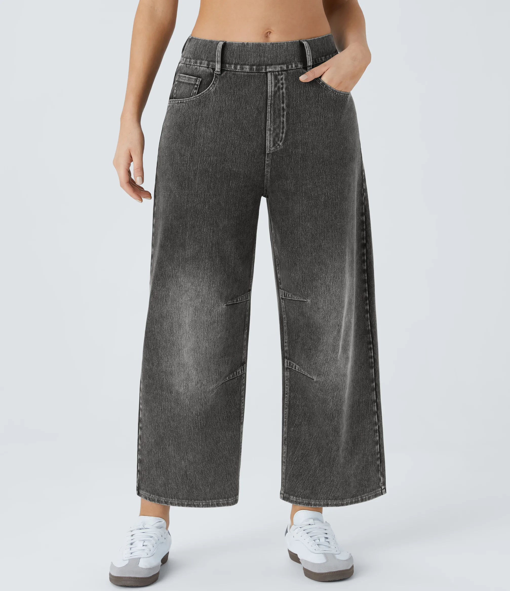 Jeans<HALARA Flex™ Mid Rise Pockets Barrel Leg Work Jeans