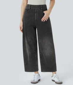Jeans<HALARA Flex™ Mid Rise Pockets Barrel Leg Work Jeans