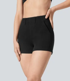 Denim Shorts|Denim Shorts<HALARA Flex™ Mid Rise Pocket Denim Casual Shorts 3'' Dirty Grey Black Denim