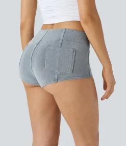 Denim Shorts|Denim Shorts<HALARA Flex™ Mid Rise Pocket Denim Casual Hot Shorts 1''