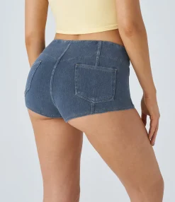 Denim Shorts|Denim Shorts<HALARA Flex™ Mid Rise Pocket Denim Casual Hot Shorts 1''