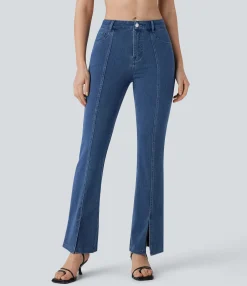 Jeans<HALARA Flex™ Mid Rise Pockets Washed Casual Bootcut Jeans