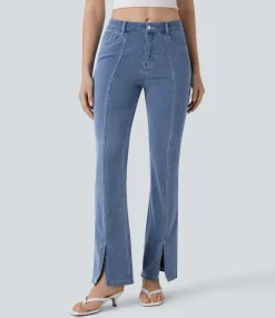 Jeans<HALARA Flex™ Mid Rise Pockets Washed Casual Bootcut Jeans
