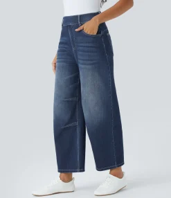 Jeans<HALARA Flex™ Mid Rise Pockets Barrel Leg Casual Jeans