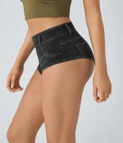 Denim Shorts|Denim Shorts<HALARA Flex™ Mid Rise Pockets Skinny Denim Casual Hot Shorts 1''