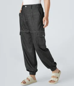 Cargo Pants|Jeans<HALARA Flex™ Mid Rise Zipper Pockets Casual Pile Cargo Jeans