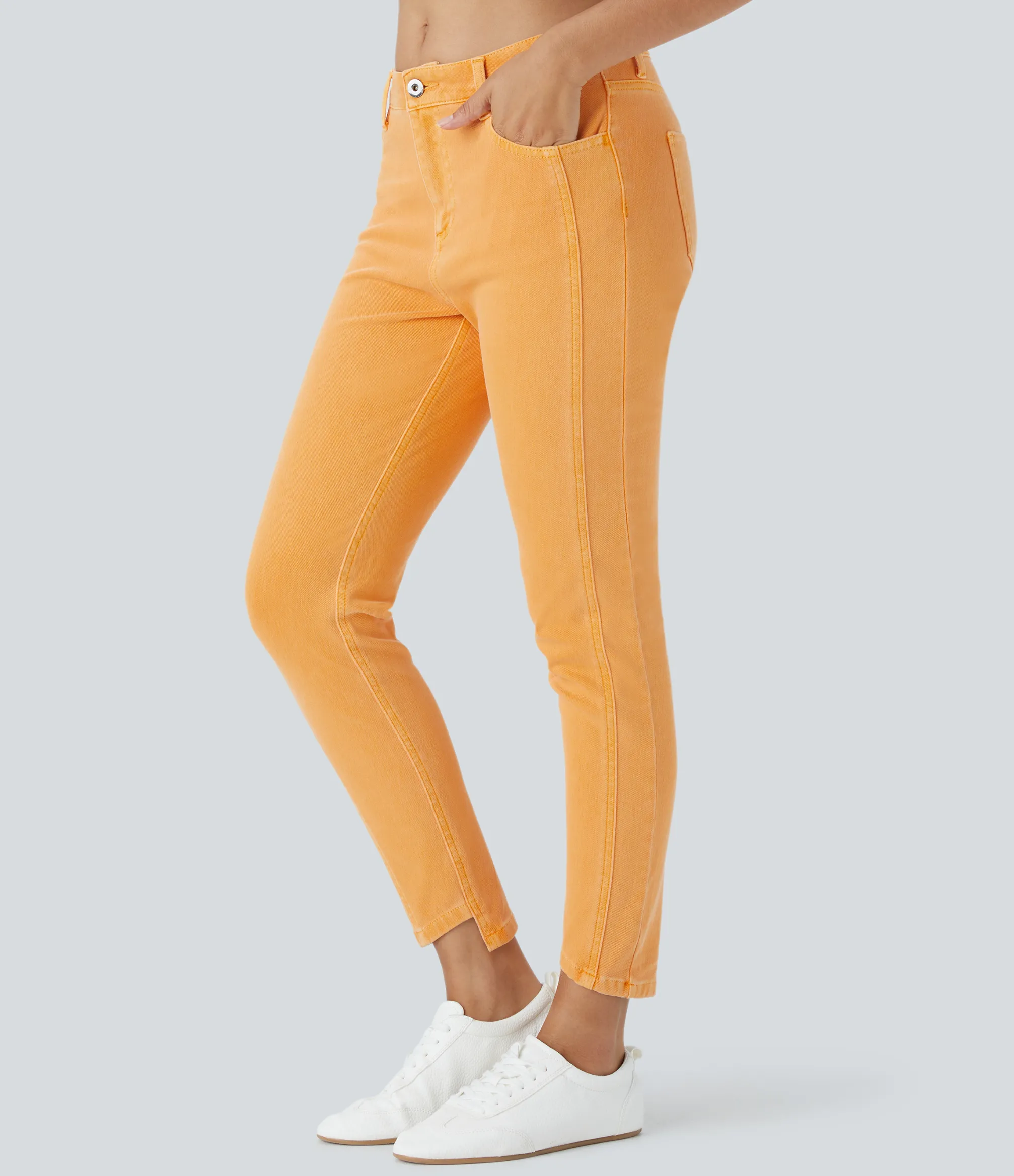 Colored Jeans|Skinny Jeans<HALARA Flex™ Mid Rise Zipper Pockets Colorful Casual Skinny Jeans
