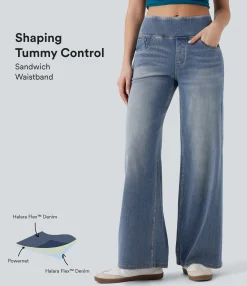 Jeans<HALARA Flex™ SoCinched Mid Rise Tummy Control Casual Baggy Jeans with Pockets
