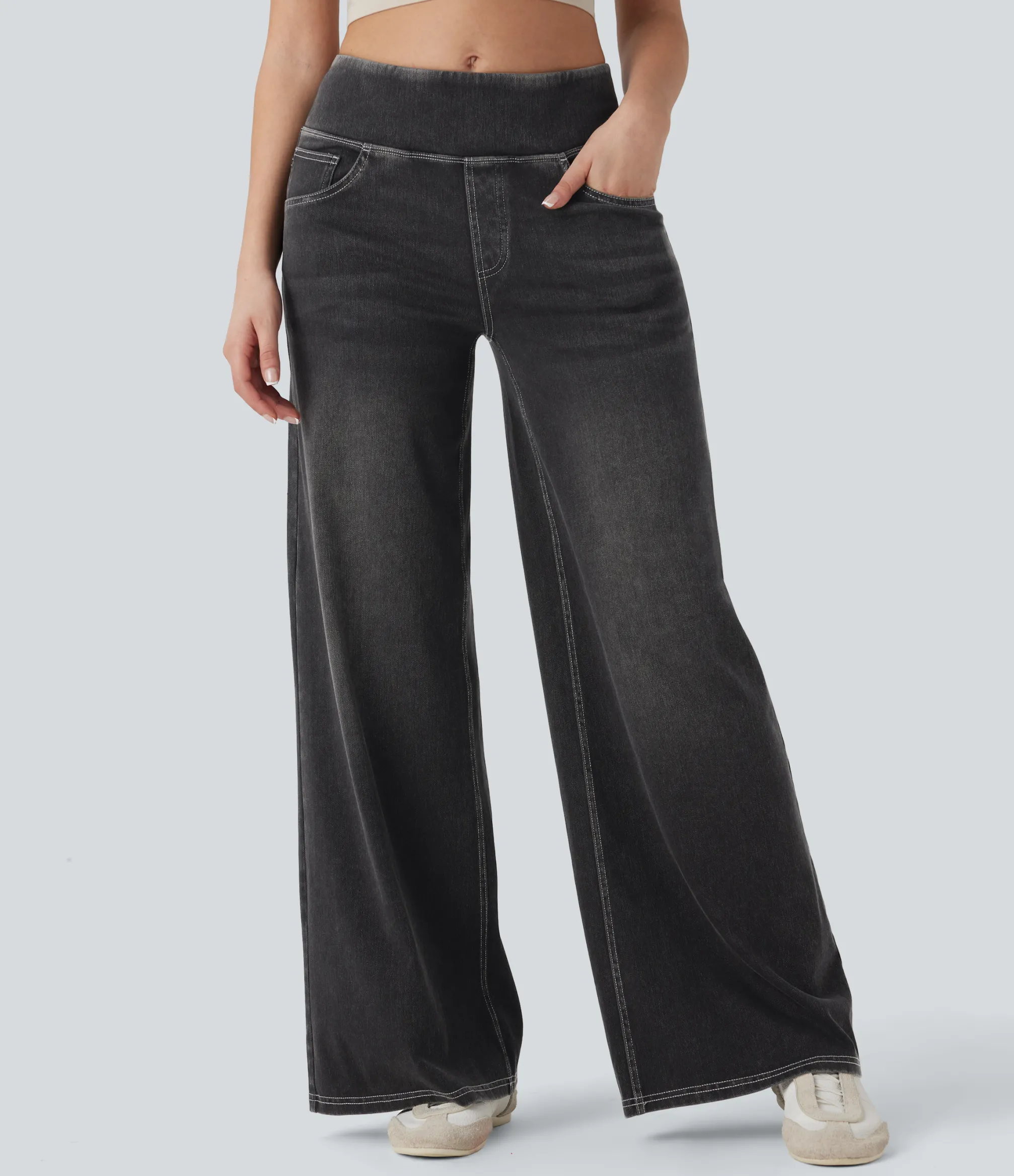 Jeans<HALARA Flex™ SoCinched Mid Rise Tummy Control Casual Baggy Jeans with Pockets
