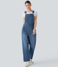 Straight-Leg Jeans|Jumpsuits<HALARA Flex™ Straight Leg Denim Casual Overalls with Pockets