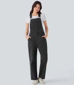 Straight-Leg Jeans|Jumpsuits<HALARA Flex™ Straight Leg Denim Casual Overalls with Pockets