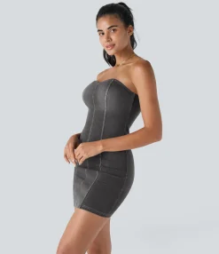 Dresses|Denim Dresses<HALARA Flex™ Tube Bodycon Denim Mini Casual Dress
