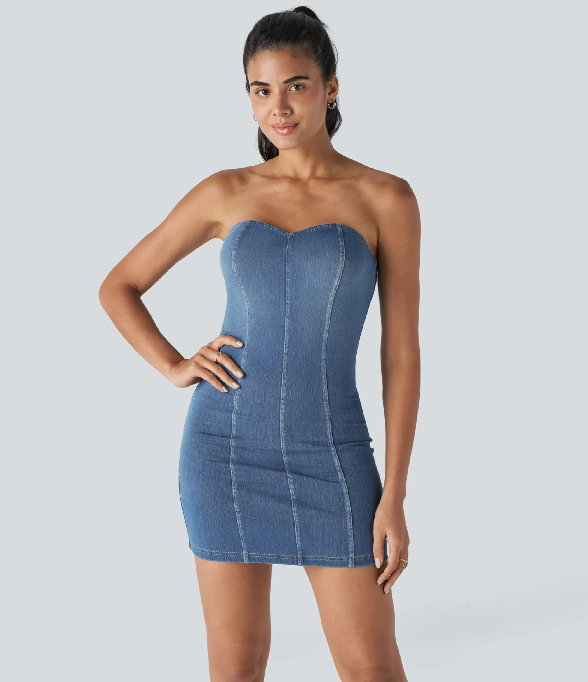 Dresses|Denim Dresses<HALARA Flex™ Tube Bodycon Denim Mini Casual Dress