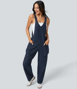 Jumpsuits<HALARA Flex™ V Neck Pocket Denim Casual Relaxed Overalls
