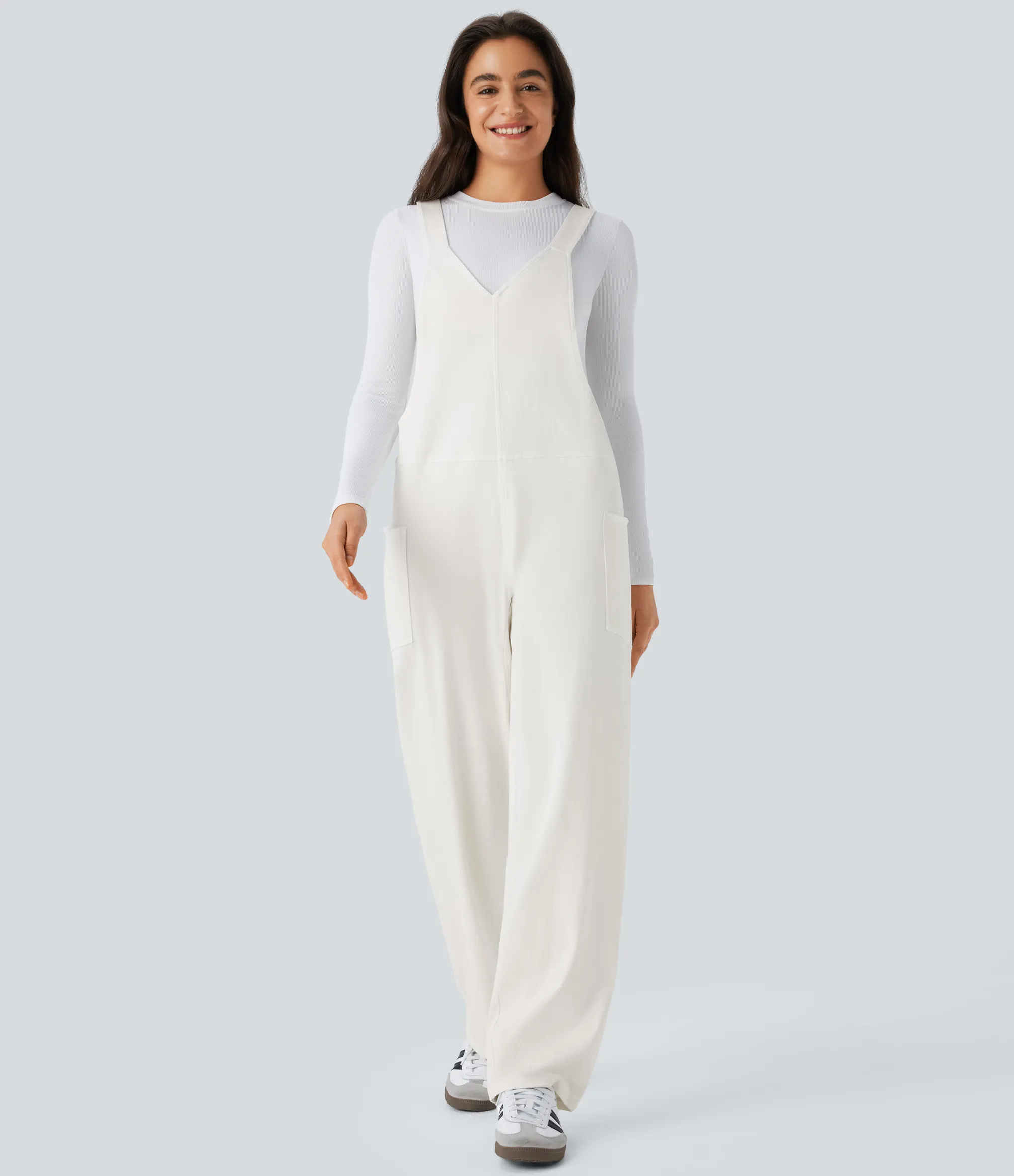 Jumpsuits<HALARA Flex™ V Neck Pocket Washed Denim Casual Overalls