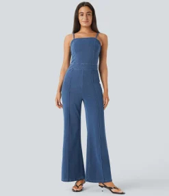 Jumpsuits<HALARA Flex™ Washed Denim Casual Jumpsuit