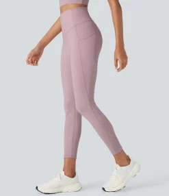 Pocket Leggings|Ultrasculpt™ Leggings<HALARA UltraSculpt™ Cool Quick Dry SoCinched High Waisted Tummy Control Ventilation Perforated Yoga Leggings with Pockets-UPF50+