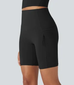 Active Shorts|Bikers<HALARA UltraSculpt™ Cool Quick Dry SoCinched High Waisted Tummy Control Hiking Biker Shorts 7'' with Pockets-UPF 50+