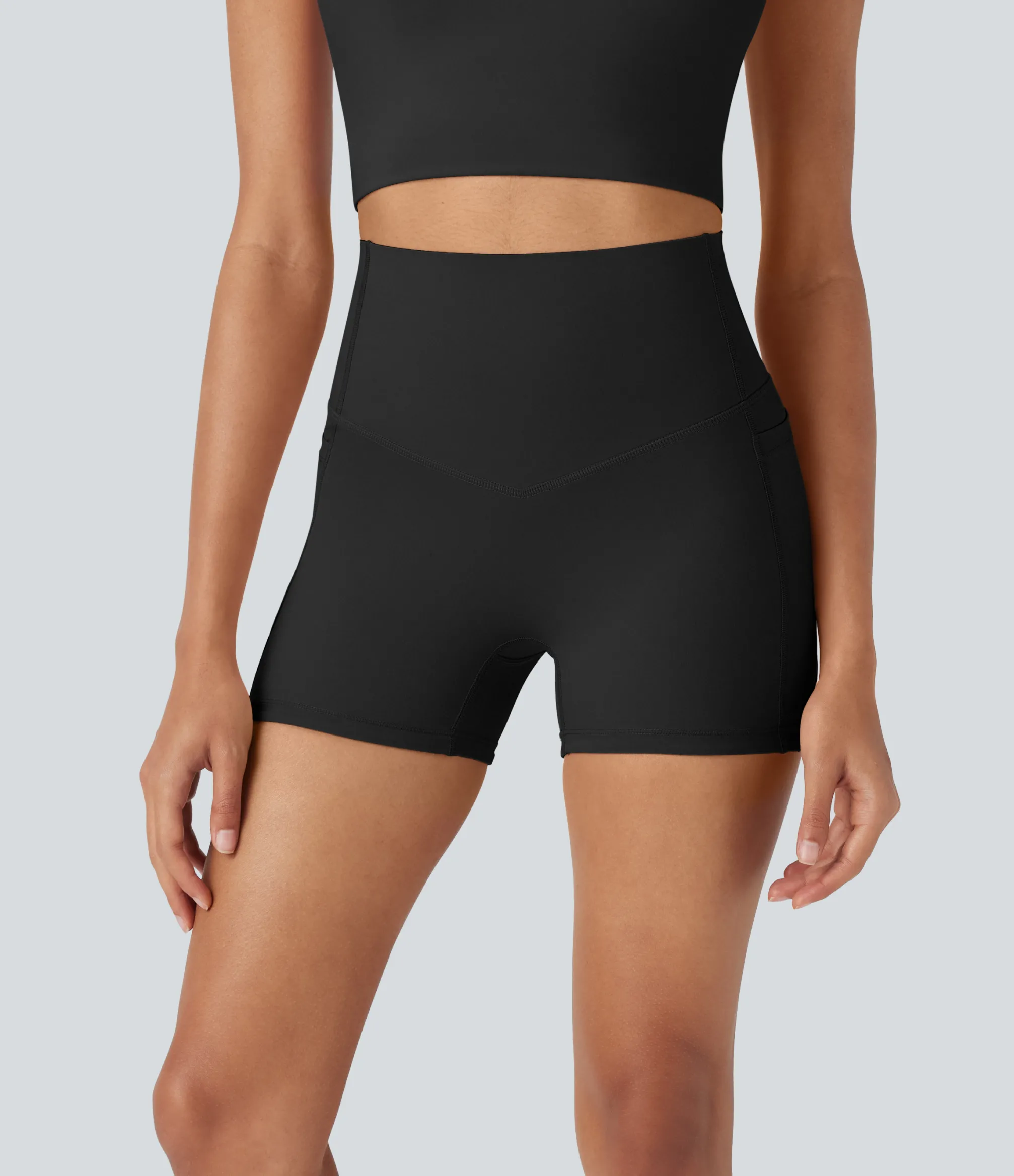 Active Shorts|Bikers<HALARA UltraSculpt™ Cool Quick Dry SoCinched High Waisted Tummy Control Shaping Yoga Biker Shorts 3'' with Pockets-UPF50+