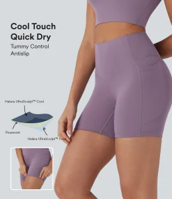 5'' Shorts|Active Shorts<HALARA UltraSculpt™ Cool Quick Dry SoCinched High Waisted Tummy Control Shaping Yoga Biker Shorts 5'' with Pockets-UPF50+