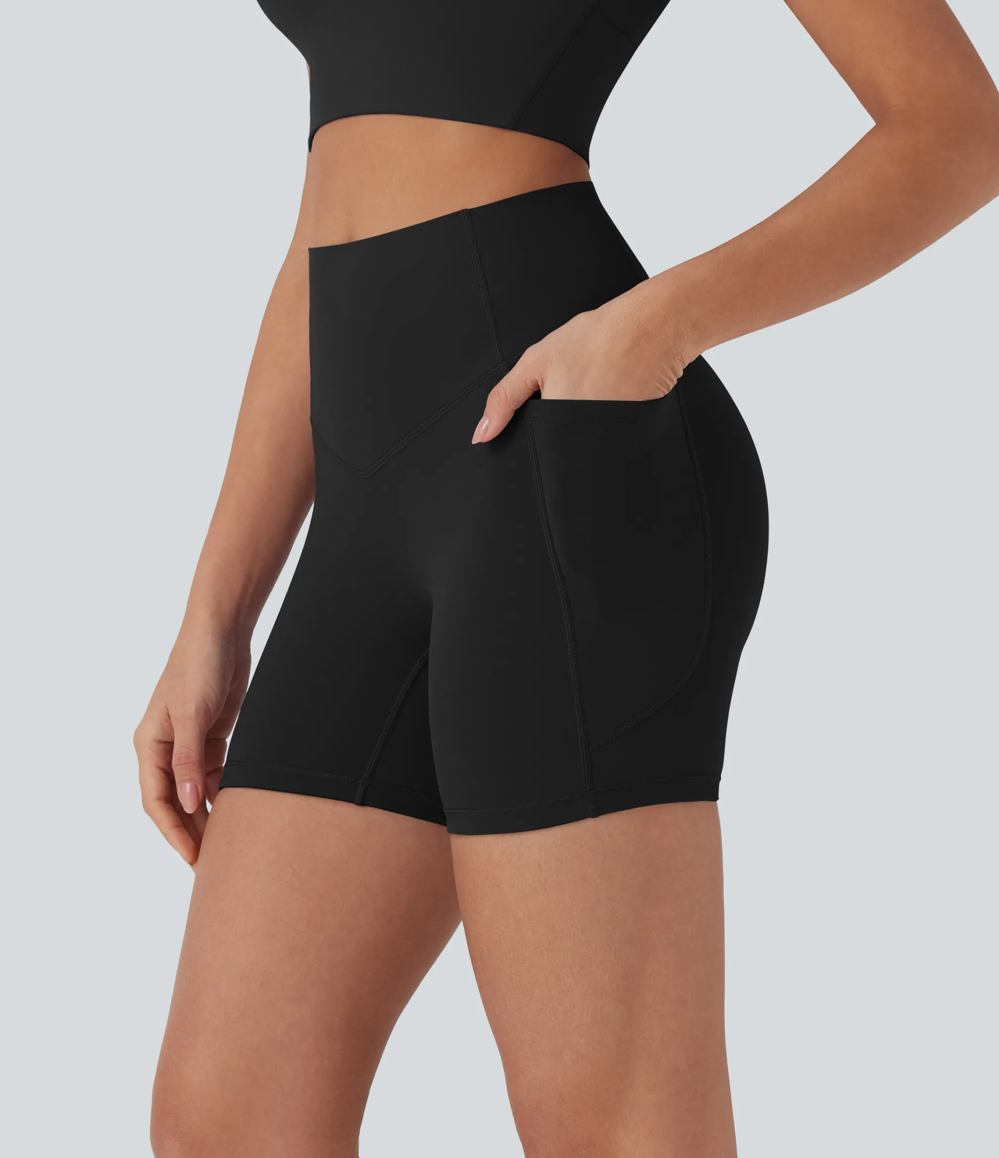 5'' Shorts|Active Shorts<HALARA UltraSculpt™ Cool Quick Dry SoCinched High Waisted Tummy Control Shaping Yoga Biker Shorts 5'' with Pockets-UPF50+