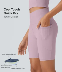 Active Shorts|Bikers<HALARA UltraSculpt™ Cool Quick Dry SoCinched High Waisted Tummy Control Training Biker Shorts 7'' with Pockets-UPF50+