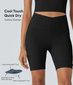Active Shorts|Bikers<HALARA UltraSculpt™ Cool Quick Dry SoCinched High Waisted Tummy Control Training Biker Shorts 7'' with Pockets-UPF50+