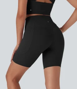 Bikers|Active Shorts<HALARA UltraSculpt™ Cool Quick Dry SoCinched High Waisted Tummy Control Shaping Yoga Biker Shorts 7'' with Pockets-UPF50+