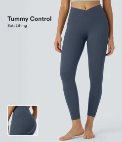 Butt Lifting Leggings|Pocket Leggings<HALARA UltraSculpt™ High Waisted Crossover Tummy Control Butt Lifting Pocket Yoga 7/8 Leggings