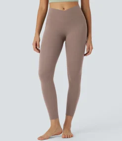 Butt Lifting Leggings|Pocket Leggings<HALARA UltraSculpt™ High Waisted Crossover Tummy Control Butt Lifting Pocket Yoga 7/8 Leggings