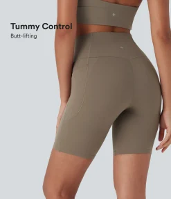 Crossover Shorts|Active Shorts<HALARA UltraSculpt™ High Waisted Crossover Tummy Control Butt Lifting Yoga Biker Shorts 7'' with Pockets