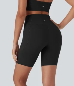 Crossover Shorts|Active Shorts<HALARA UltraSculpt™ High Waisted Crossover Tummy Control Butt Lifting Yoga Biker Shorts 7'' with Pockets