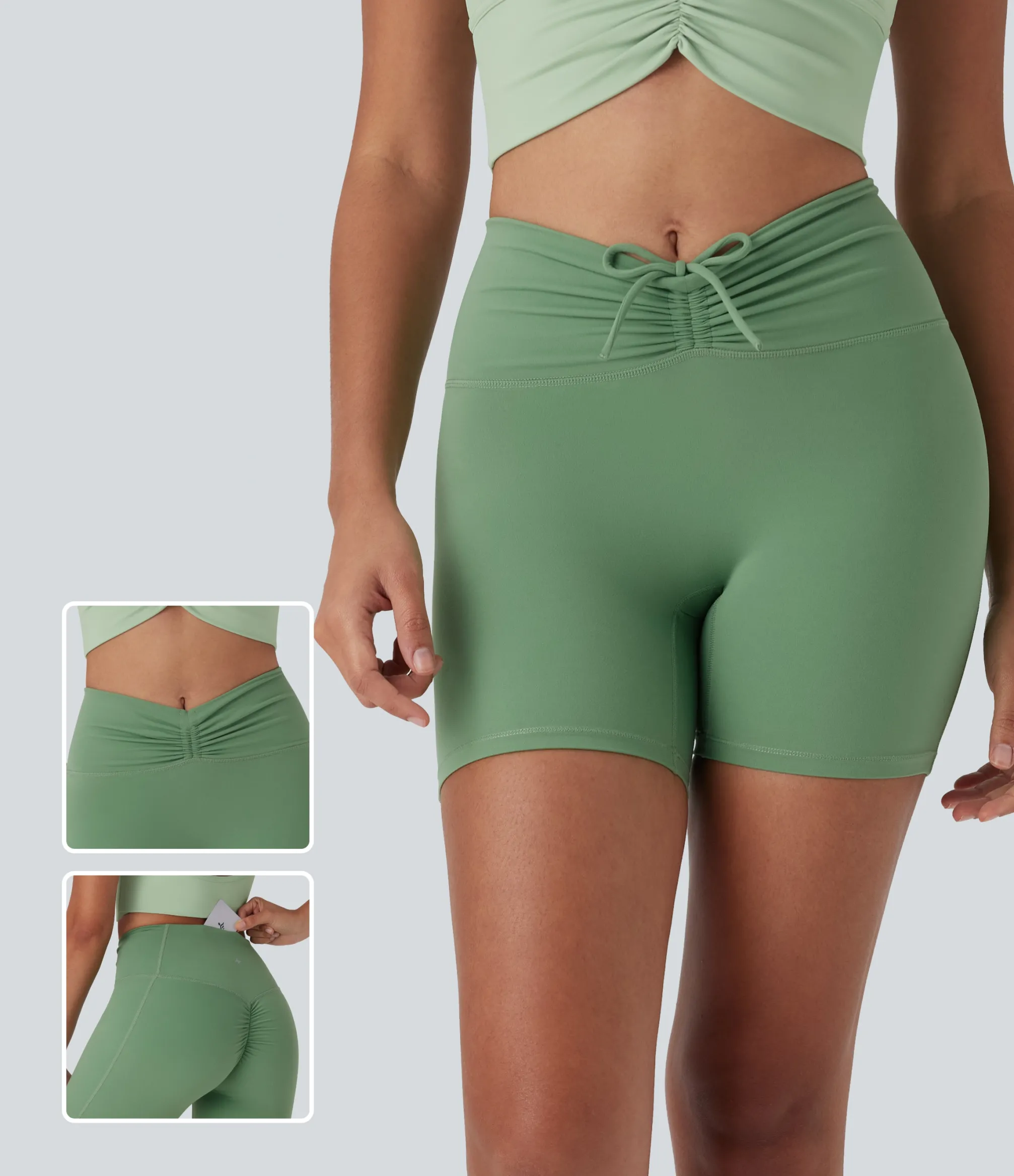 5'' Shorts|Active Shorts<HALARA UltraSculpt™ High Waisted Drawstring Ruched Yoga Biker Shorts 5'' with Pocket