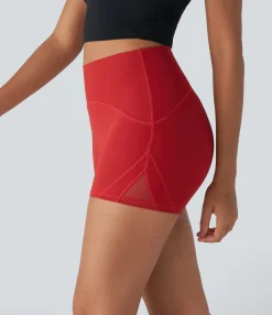 Bikers|Active Shorts<HALARA UltraSculpt™ High Waisted Top-stitching Contrast Mesh Yoga Biker Shorts 3.5'' Aura Orange
