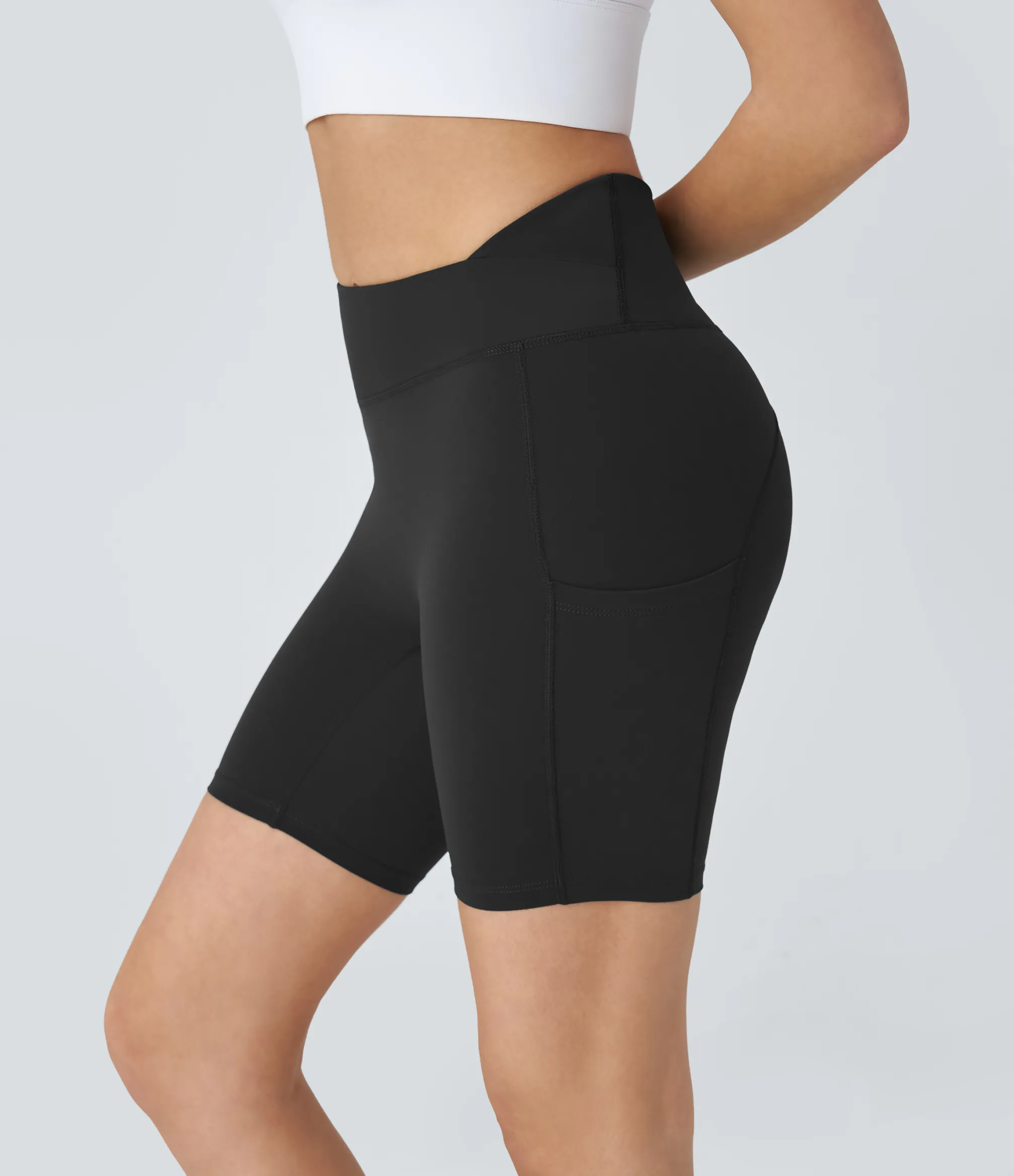 Crossover Shorts|Active Shorts<HALARA UltraSculpt™ High Waisted Crossover Pocket Workout Biker Shorts 7''