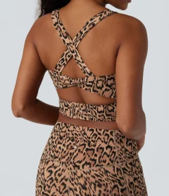 Tank Tops & Camis|Tank Tops<HALARA UltraSculpt™ Leopard Print U Neck Cropped Yoga Tank Top