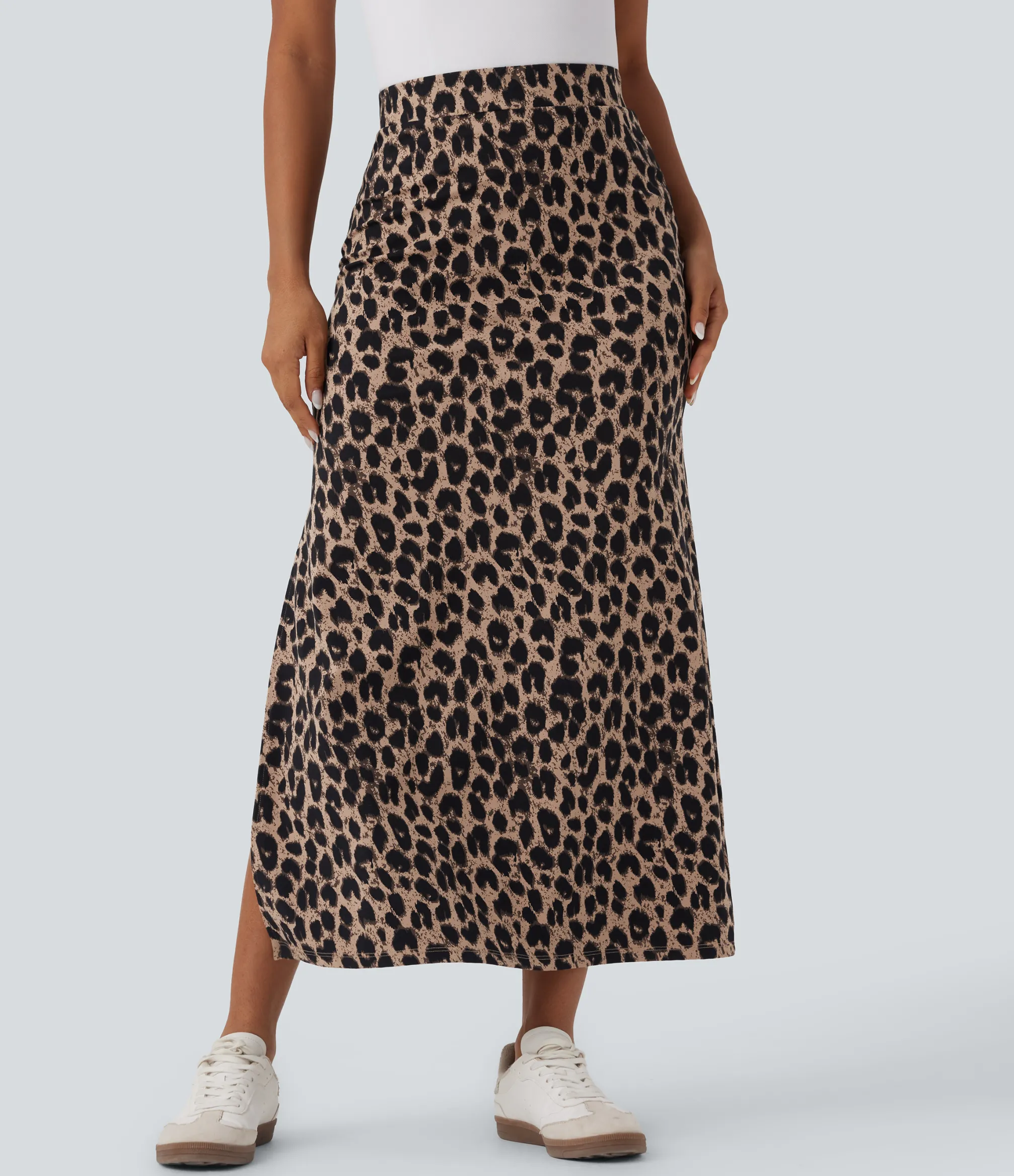 Skirts<HALARA UltraSculpt™ Leopard Print High Waisted Split Maxi Casual Skirt