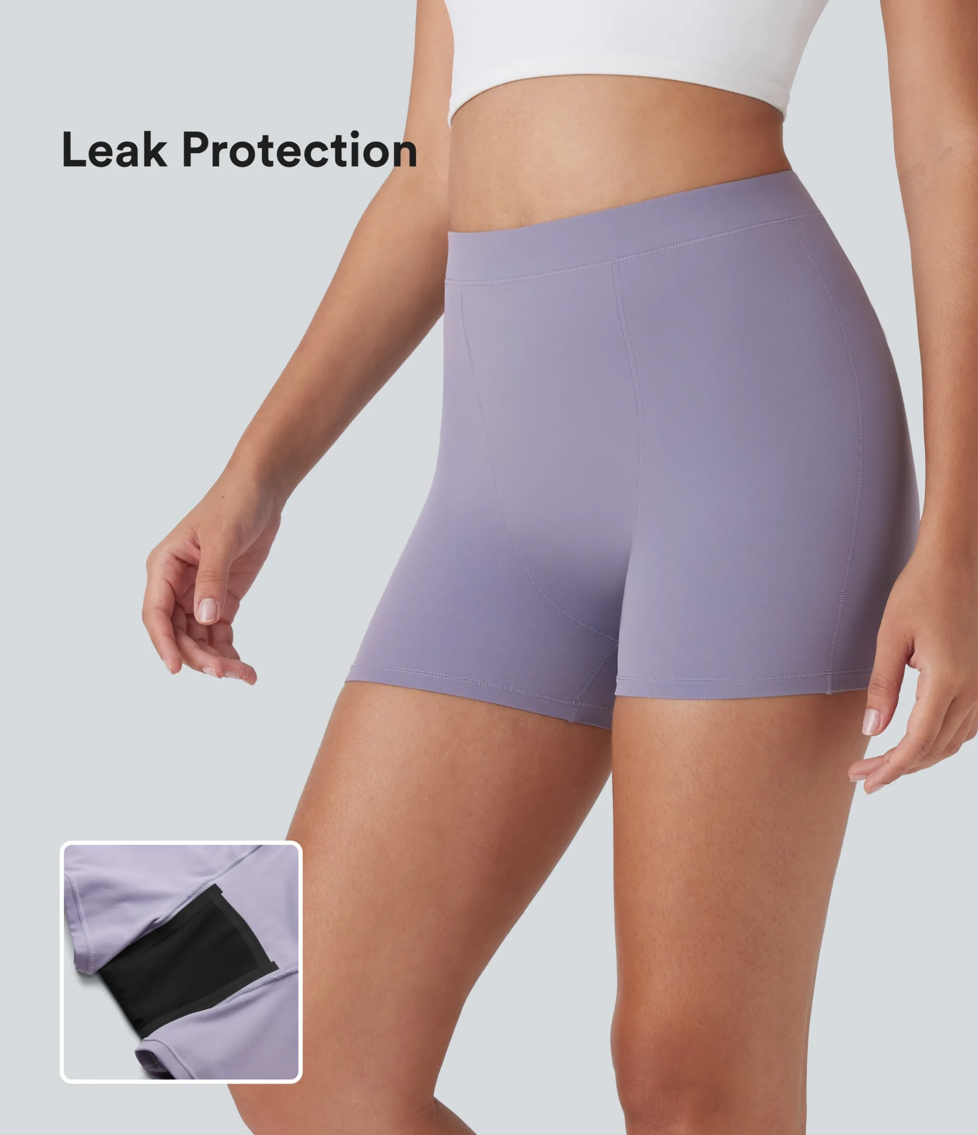 Active Shorts|Bikers<HALARA UltraSculpt™ Mid Rise Yoga Leak Protection Biker Shorts 4''