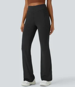 Pocket Leggings|Flare Leggings<HALARA UltraSculpt™ Mid Rise Tummy Control Pocket Running Full Length Flare Leggings