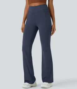 Pocket Leggings|Flare Leggings<HALARA UltraSculpt™ Mid Rise Tummy Control Pocket Running Full Length Flare Leggings