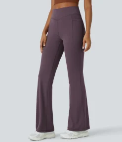 Pocket Leggings|Flare Leggings<HALARA UltraSculpt™ Mid Rise Tummy Control Pocket Running Full Length Flare Leggings