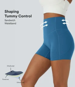 5'' Shorts|Active Shorts<HALARA UltraSculpt™ SoCinched High Waisted Tummy Control Side Pocket Shaping Training Biker Shorts 5''