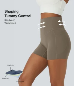 5'' Shorts|Active Shorts<HALARA UltraSculpt™ SoCinched High Waisted Tummy Control Side Pocket Shaping Training Biker Shorts 5''