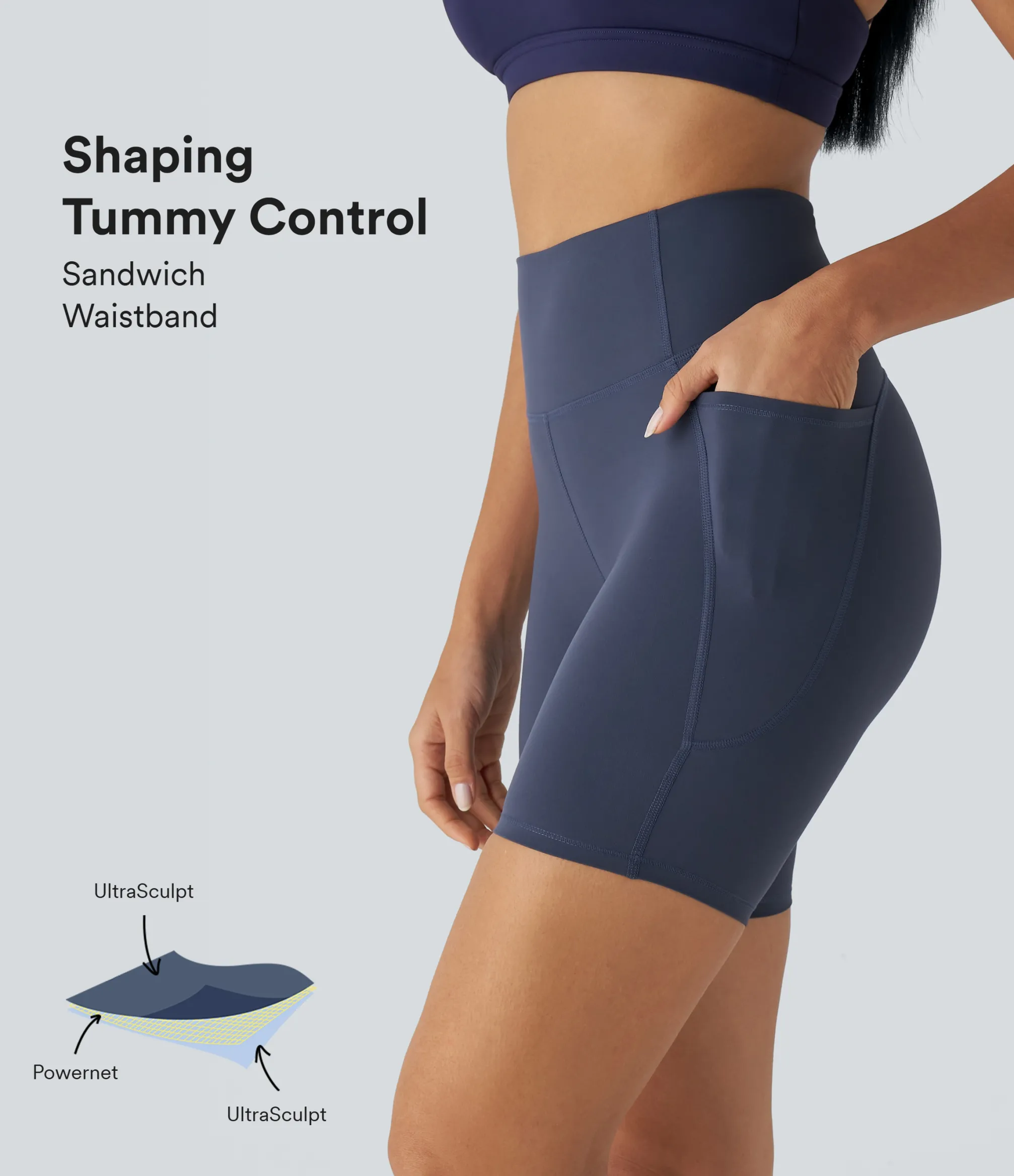 Active Shorts|Bikers<HALARA UltraSculpt™ SoCinched High Waisted Tummy Control Pocket Training Biker Shorts 7''