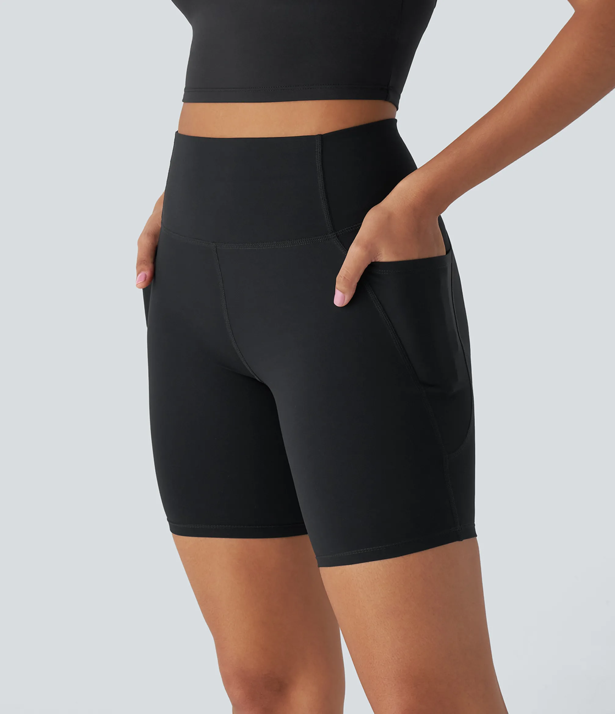 Active Shorts|Bikers<HALARA UltraSculpt™ SoCinched High Waisted Tummy Control Pocket Training Biker Shorts 7''