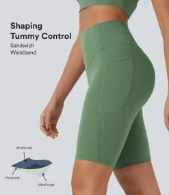 Active Shorts|Bikers<HALARA UltraSculpt™ SoCinched High Waisted Tummy Control Pocket Shaping Training Biker Shorts 9''